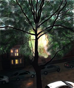 Sateen jälkeen, First Light, Brooklyn (digitaalista taidetta) tekijältä Evan Sklar