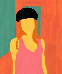 Ava pyöräilykypärän kanssa, Brooklyn (digitaalista taidetta) tekijältä Evan Sklar