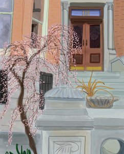 Blooming Cherry Tree, Brooklyn, 2017 (käsin piirretty iPadilla Apple-kynällä). tekijältä Evan Sklar