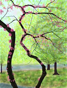 Blossoming Tree, Brooklyn (digitaalista taidetta) tekijältä Evan Sklar