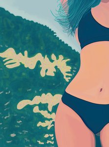 Siniset bikinit, Brooklyn (digitaalista taidetta) tekijältä Evan Sklar