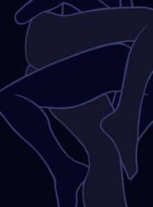 Siniset jalat, 2025 (digitaalista taidetta) tekijältä Evan Sklar