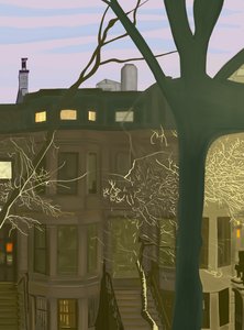 Brownstone At Night (digitaalista taidetta) tekijältä Evan Sklar