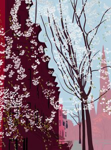 Garfield Place, Spring, Brooklyn, n.2020-24 (digitaalista taidetta). tekijältä Evan Sklar
