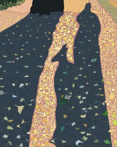 Ginko-lehdet ja varjot, Brooklyn (digitaalista taidetta) tekijältä Evan Sklar