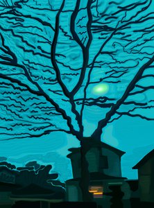 House in Queens at Night (digitaalista taidetta) tekijältä Evan Sklar