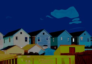 Houses In Queens (digitaalista taidetta) tekijältä Evan Sklar