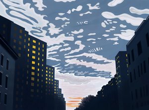 Katse itään 20th Streetillä (digitaalista taidetta) tekijältä Evan Sklar