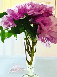 Magenta Pionit maljakossa (digitaalista taidetta) tekijältä Evan Sklar