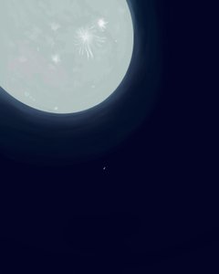 Kuu ja Saturnus, n.2020-24 (digitaalista taidetta) tekijältä Evan Sklar