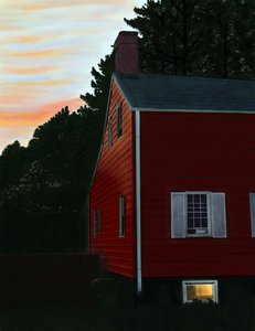 Punainen talo Beacconissa, NY, Dawn (digitaalista taidetta)