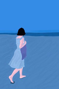 Nainen Fire Island Beach (digitaalista taidetta) tekijältä Evan Sklar