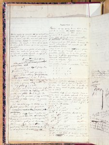 Ms 2108 Proposition I, kirjasta "Memoire sur les Conditions of Solubility of Equations by Radicals", 1732 tekijältä Evariste Galois
