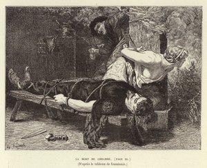 La Mort de Chramme. Chramin, Chlothar I:n pojan, frankkien kuninkaan, kuolema, 561 (kaiverrus)