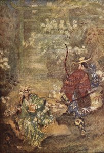 Hoori ja meri Jumalan tytär, kuvitus F Hadland Davisin teoksesta Japanin myytit ja legendat tekijältä Evelyn Paul
