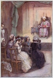 Kuvitus Cranfordille, rouva Gaskell (värilitho) tekijältä Evelyn Paul