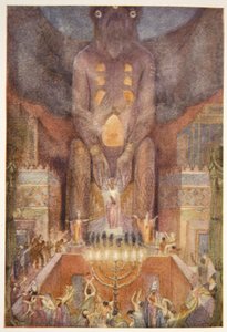Uhraaminen Belille, etukappale Lewis Spencen teoksesta "Myths and Legends of Babylonia and Assyria" tekijältä Evelyn Paul