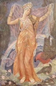 Äitijumalattar Ishtar, kuvitus Lewis Spencen teoksesta "Babylonian ja Assyrian myyttejä ja legendoja" tekijältä Evelyn Paul