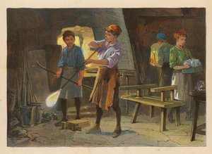 Pikkutyöläiset: Lasinpuhallus (värilitro) tekijältä Evelyn Stuart Hardy