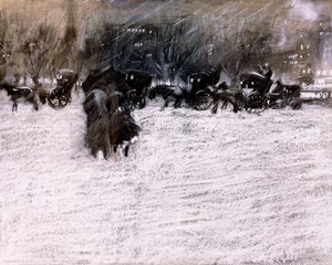 Puisto talvella tekijältä Everett Shinn