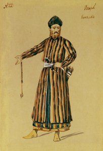 Pukusuunnittelu A. Borodinin oopperaan Prinssi Igor, 1890 tekijältä Evgeni Petrovich Ponomarev