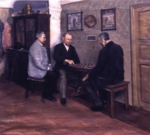 Shakkiottelu (öljy kankaalle) tekijältä Evgeniy Iosipovich Bukovetsky
