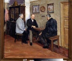 Luonnospelaajat. Evgeni Iosifovich Bukovetskyn maalaus (1866-1948). Öljy kankaalle, 71 x 80 cm tekijältä Evgeniy Iosipovich Bukovetsky