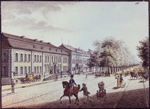 Näkymä Berliinin oopperatalolle (kynä, muste ja wc paperilla)