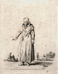 Talonpoikaisnainen (kaiverrus) tekijältä F.D.B. Monogrammist