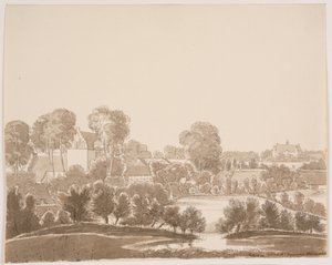 "Ørbækissä, taustalla Ørbæklunde. Funen 1833" tekijältä F.M.E. Fabritius de Tengnagel