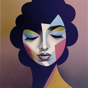 Abstrakti tyttö kasvot, eteinen seinä sisustus, kehystetty kankaalle  julisteet tulostaa tekijältä F. Abderrahim
