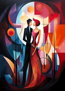 Abstrakti öljymaalaus pari rakastunut, elinvoimainen väri, Wall Art | Canvas Prints tekijältä F. Abderrahim