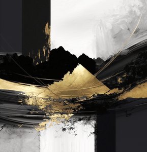 Abstrakti kuvioitu kerroksellinen musta  kulta, Wall Art | Canvas Prints tekijältä F. Abderrahim