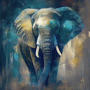 Elefantti kasvot muotokuva, kankaalle taide tulostaa, Animal Wall Hanging koristelu tekijältä F. Abderrahim