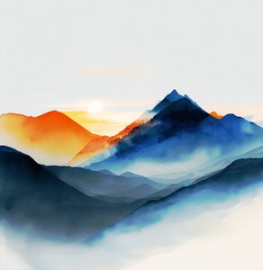 Shades of Serene siniset vuoret, kankaalle  kuvataide tulosteita tekijältä F. Abderrahim