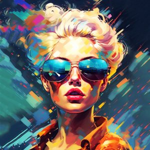 Singer aurinkolasit muoti, abstrakti maalaus, Wall Art | Canvas Prints tekijältä F. Abderrahim