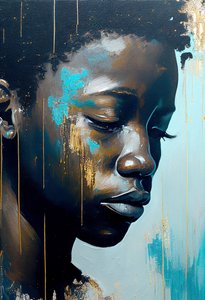 Abstrakti nuori afrikkalainen mies kankaalle, Wall Art tulostaa tekijältä F. Abderrahim