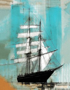 rohkea laiva purjehdus maalaus vanha, Motherwell tyyli, Wall Art | Canvas Prints tekijältä F. Abderrahim