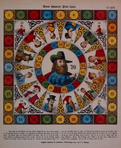 Schwarzer Peterin eli Black Peterin peli, Ackermannin, Wissembourg, julkaisema broadsheet. tekijältä F. C. Wentzel