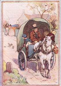 Kun he olivat muuttamassa pois, hänen äitinsä juoksi ulos portista, kuva David Copperfieldistä, 1914