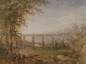 Tiili- ja puurautatieviadukti ja höyryjuna, 1849 (wc paperille) (pari 3247622:een)