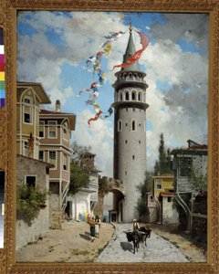 Näkymä Galata-tornille Konstantinopolissa. Fabius Brestin (1823-1900) maalaus. Pakollinen maininta: Collection fondation regards de Provence, Marseille