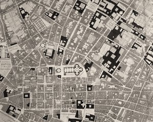 Firenzen kartta, yksityiskohta, 1843 ja 1866, kaiverrettu yksityiskohta 100310:stä.