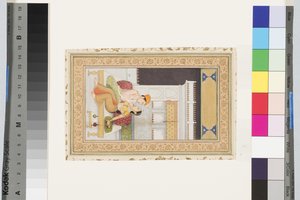 Dipak Raga, n. 1750 (läpinäkymätön akvarelli ja kulta paperille, kiinnitetty albumin sivulle) tekijältä Faqir ullah Faqir ullah