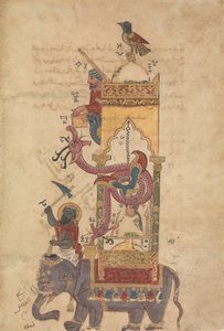 Elefanttikello, Folio nerokkaan mekaanisen tiedon kirjasta..., A.H. 715A.D.1315 tekijältä Farrukh ibn Abd al Latif