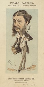 Lordi Henry Gordon-Lennox, brittiläinen konservatiivipoliitikko ja hallituksen ministeri Benjamin Disraelin hallinnossa (värilitho) tekijältä Faustin (b.1847)