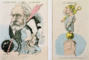 Karikatyyrit Victor Hugosta (1802-85) ja Napoleon III:sta (1809-73) 1870