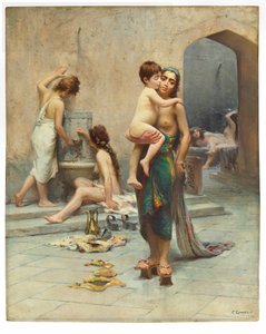 Hamam - kylpyhuone, n. 1891-1902 (öljy kankaalle)