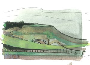 Ditchling Beacon, 2017 (vesiväri paperille) tekijältä Faye Bridgwater