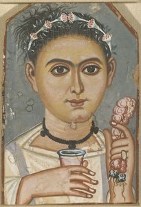 Poika kukkaseppele hiuksissa, n. 200-230 tekijältä Fayum mummy portraits